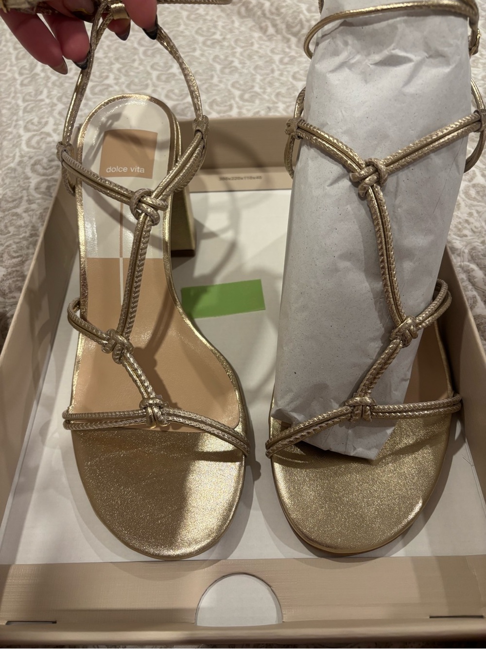 Dolce Vita Gold Knotted Strappy Block Heel Sandals